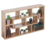 RICOO WM050-EW Wand-Regal 85x48x16 cm Bücher-Regal Eiche Wotan Holz kleines Hängeregal Schweberegal