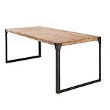 Invicta Interior Massiver Esstisch Factory Akazie teakgrau weiß gekälkt 160cm Holztisch Massivholztisch Küchentisch Tisch Akazienholz