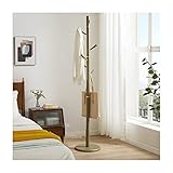 WIQUYBML Garderobenständer, freistehend, Verstellbarer Garderobenbaum und 7 Haken, robuster Garderobenständer aus Holz für Kleider, Hüte, verwendet im Schlafzimmer, Büro, Flur, Schlafzimmer