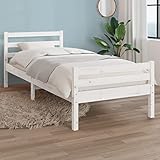 BULANED Massivholzbett, Familienbett, Betten, Bed Frame, Bettboden, Bettrahmen, Bettstell, Weiß 90x200 cm