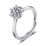 Bandring Silber 925 Damen, Ringe für Frauen Weißes Gold Zirkonia Runden Modische Eheringe Größe 49 (15.6)