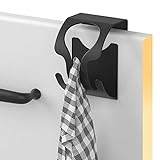 MDCASA Handtuchklemme für Geschirrtücher – Flexible Befestigung I Geschirrtuchhalter ohne Bohren – Handtuchhalter zum Einhängen (Schwarz)