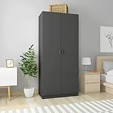 RAUGAJ Kleiderschrank Hochglanz Grau 90x52x200 cm Holzwerkstoff Artikelfarbe Hochglanz Grau