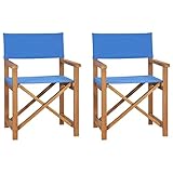 vidaXL Regiestühle 2 STK. Klappbar Blau Massivholz Teak