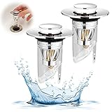 2 Stück Waschbeckenstöpsel Pop Up, 34-40mm Universelle Abflussstopfen für Waschbecken, Ablaufstöpsel Automatische Schließung Anti-Geruch, für Waschbecken, Badewanne, Küche