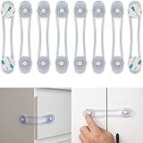 Universal Kindersicherung, 8 Stück, in Transparent, Sicherung von Schublade, Schrank, Toilette, Kühlschrank, Multifunktionssicherung zum Kleben, Schrankschloss ohne bohren, Babysicherung für Möbel