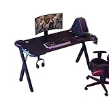 ANEIDA RGB Gaming Schreibtisch,Y-förmigen Gaming Computertisch mit Getränkehalter Headset Haken Ergonomischer Gaming Tisch, Computertisch,Bürotisch mit runder Ecke,Gaming-Tisch,L 120CM