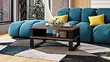 Design Couchtisch Gokee Tisch Wohnzimmertisch 90x42x60cm mit Ablagefläche, Farbe:Eiche dunkel/Schwarz matt