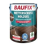 BAUFIX Wetterschutz-Holzgel, Holzlasur palisander, 5 Liter, tropfgehemmte Holzschutzlasur für innen und außen, atmungsaktiv, für alle Holzarten, UV-beständig, witterungsbeständig