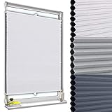 WOLTU Wabenplissee ohne Bohren Verdunklung Thermo Doppelplissee Klemmfix Zweifarbig 85x130cm Weiß-Weiß, Plissee Faltrollo Sonnen-, Sicht- & Schallschutz, Jalousie Plisseerollo für Fenster & Tür