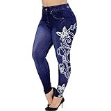 Hohe Taille Hip Lift Stretch Slim Print Faux Denim Yoga Hosen Fitness Damen Bodenbildung Hose Schlafanzug Damen Rot