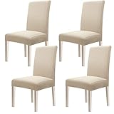YISUN Universal Stretch Stuhlhussen 4er 6er Set Stuhlbezug für Stuhl Esszimmer (4er Set, Beige Gelb)