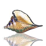 YU FENG Geblasene Glasschalen-Skulptur, Ornament, handgefertigte Glasmuschel, Meerestier-Figur, Briefbeschwerer (braun)