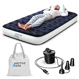 Active Era Luxus Camping Einzel Luftbett mit elektrischer Luftpumpe - Luftmatratze für 1 Person mit tragbarer Akku Luftpumpe, USB Ladekabel und Tragetasche - 99 x 203 x 22 cm