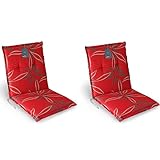 LILENO HOME Gartenstuhl Auflagen als [2er Set - Niedriglehner] in Floral Rot - Bequeme Liegen als Sitzauflagen für Gartenmöbel - Stuhlkissen für Gartenstühle und Klappstühle