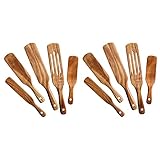biyan Holzschildkröten-Set (10-teilig) – Teakholz-Set – hitzebeständig, antihaftbeschichtetes Holz-Kochgeschirr zum Rühren und Mischen