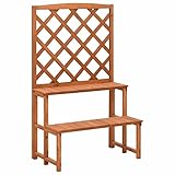 Blumentreppe mit Rankgitter, Mogou Pflanzentreppe Outdoor, Kräutertreppe, Blumenständer, Blumenleiter Draußen, Kräutertopf Garten, 70x42x115 cm Massivholz Tanne