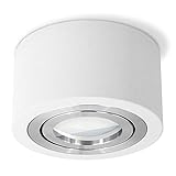 SSC-LUXon LUZA LED Aufbaustrahler flach Bad IP44 tauschbares LED Modul 5W neutralweiß 230 V - weiße Aufbauleuchte rund Ø 90mm