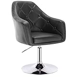 WOLTU® BH104sz 1x Barsessel Loungesessel, stufenlose Höhenverstellung, verchromter Stahl, Kunstleder, gut gepolsterte Sitzfläche mit Armlehne und Rücklehne, Schwarz