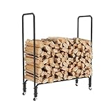 unho Kaminholzregal Holzlager Metall Rollbar: Feuerholzregal Outdoor Kaminholzunterstand Kaminholzunterstand Kaminholzlager