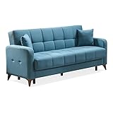 SHIITO ICARO Schlafsofa, Holz, blau, 75 x 205 x 91 cm