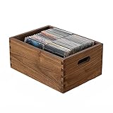 Plattenlagerregal Vinyl-Schallplatten-Aufbewahrungskiste aus Holz, CD-Schallplattenhalter, Würfel-Schallplatten-Organizer aus schwarzem Walnussholz, LP-Schallplattenbox, Aufbewahrungshülle for Vinyl-S