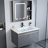 Hängewaschbecken, Badezimmerschrã¤nke, Badezimmerwaschbecken mit Spiegelschrank, Badezimmerwaschtisch mit Waschbecken, Badezimmerwaschbecken mit Aufbewahrungsbehälter ( Color : With mirror , Size : 70