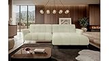 Stylefy Ecksofa Milano - Polsterecke (HxBxL): 90x175x284 cm - Eckcouch Kunstleder Cayenne Champagner Rechts mit Schlaffunktion