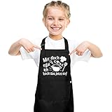 upain Schürze Kinder Kochschürze Kinderschürze Mädchen Jungen, Lustig Kochschürze Schürze mit 2 Taschen, Geschenk zum Küche Kochen Backen Malen-Mir doch egal ich koch das jetzt so