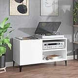 Tidyard Plattenschrank Schallplattenschrank Beistellschrank TV-Schrank Sideboard Kommode Aufbewahrungsschrank Aktenschrank Büroschrank Schrank für Wohnzimmer,Weiß 84,5x38x48 cm Holzwerkstoff