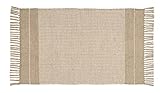 WENKO Badematte Pica, Bad-Teppich aus 70 % Jute und 30 % Baumwolle, Design mit heller Muster-Struktur und Fransen als Duschvorleger oder dekorativer Teppich, recycelbar, (B x T): 50 x 80 cm, Natur