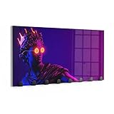 DEQORI Wandgarderobe Glas & Metall | Motiv Apollo als Bitcoin-König | 60x30 cm | Design Haken-Leiste modern | Garderoben-Paneel für Flur, Wohnzimmer & Schlafzimmer | magnetisch & beschreibbar