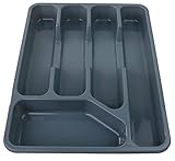 DIVCHI 5 Fächer Kunststoff Besteckkasten Küche Schublade Organizer Rack Utensilien Löffel Gabel Halter Kunststoff Aufbewahrungsregal Küche Geschirr Tablett (Grau)