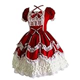 Eauptffy Vintage Damen Strandkleider Boho Sommer Kleider Patchwork Short Women Bow Gothic Lace Volant Dress Vintage Sleeve Damen Freizeitkleid Weißes Kleid Damen Langarm