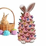 angxiong Osterdekorationen - Niedliches Osterhasenbaumdekor - Osterhasen-Status Deko, Tischdeko Hasenhaus Vintage Ostergeschenk für sie, Dekoration
