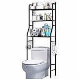 Toilettenschrank Freistehend Multifunktional Badezimmerregal Toilettenregal Verstellbar Badregal WC-Schrank, Überschrank Mit 3 Ablagen Toilettenregal Bad WC Stand Regal Leicht Zu Montieren