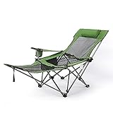 MINDONG HZH Ergonomische Strandliege, atmungsaktive Gartenliege, klappbarer Liegestuhl mit Kopfstütze, bis 130 kg belastbar, für Garten, Terrasse und Balkon (Grün)