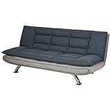 HOMCOM Schlafsofa, Klappsofa, 3-Sitzer Stoffsofa, Chaiselongue, Bettsofa, Sofa mit Schlaffunktion, Sofagarnitur, Verstellbarer Winkel, Grau+Beige, 185 x 97 x 84 cm