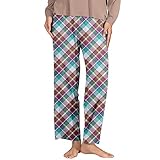 Damen Classic Plaid Elastische Taille Seitentaschen Hose Casual Home Pants Outdoor Damen Hose Kurz