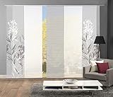 Vision S 95653-0307 | 5er-Set Schiebegardine SEMORA | halb-transparenter Stoff in Bambus-Optik | 5X 260x60 cm | Farbe: Grau