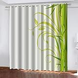 GSKOQD Vorhänge Wohnzimmer Blickdicht Gardinen Verdunkelungsvorhang Schlafzimmer Kinderzimmer Thermovorhang Digitaldruck 3D Abstrakte Grüne Bambusblätter Ösenschal 2Er Set - 240X230Cm (B X H)