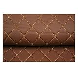 Leder Stoff Lederkonzept Kunstleder Polsterstoff Gesteppt Kaschiert Meterware Möbelstoff Dekostoff,Braun (Color : Brown Square, Size : 1.43×1m)