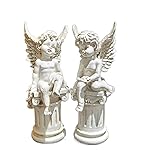 FAMIPA 2 Stück Säule Garten Statue Griechische Säule Engel Figur Skulptur Outdoor Home Dekoration Antikes Harz