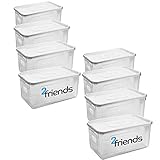 Aufbewahrungsbox mit Deckel 8er Set, 17 Liter Aufbewahrungsboxen, Transparent Plastikbox mit Deckel, Kisten Aufbewahrung mit Deckel und Strukturdesign, Boxen Aufbewahrung, Model: Lukas, Made in EU