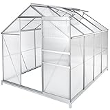 TecTake Aluminium Gewächshaus Gartengewächshaus Treibhaus - Diverse Modelle - (250x185x195 cm mit Fundament | Nr. 402475)