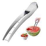 Wassermelonen Schneider, RosyFate Melonenschneider Edelstahl, Melonen Würfel Wassermelonen Messer, Obstschneider für Cantaloupe, Papaya, Drachenfrucht