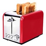 2-Scheiben-Breitschlitz-Toaster, mit verchromtem Edelstahlgehäuse, Auftaufunktion, 7 Bräunungseinstellungen