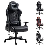 MaxPodium® Tactical Premium Racer Gaming Stuhl | Ergonomischer Bürostuhl | Hochwertiger PC Sessel | 3D Armlehnen, Wippfunktion, Verstellbare Rückenlehne 180°, 150kg Belastbarkeit (Schwarz)