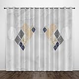 Schattierung Vorhänge 2Er Set 3D Weiße Textur Geometrisch Druck Isolierung Schalldichte Kinder Gardinen Blickdicht Mit Ösen Vorhang Fenster Für Wohnzimmer Schlafzimmer Balkon 150(B) X166(H) cm