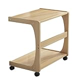 BYPING Beistelltisch, Moderner Beistelltisch, Massivholz Sofa Tisch, Akzenttisch für kleine Räume, Wohnzimmer, Schlafzimmer, Büro, Einfache Montage (Farbe : Natural, Größe : 60x40x65cm)
